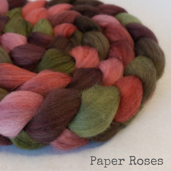 Polwarth Mulberry Silk Roving - Paper Roses