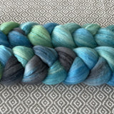 Polwarth Mulberry Silk Roving - Turquoise