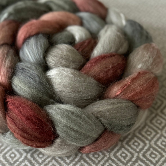 Merino Silk Cashmere Roving - OOAK - Carnation