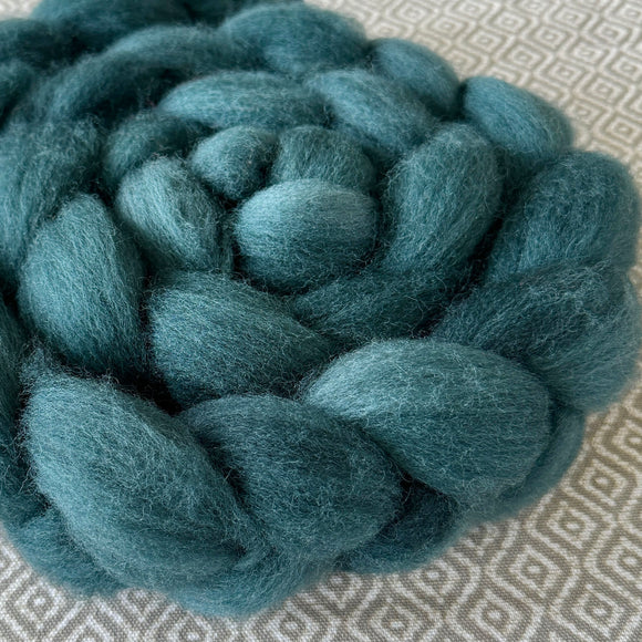 BFL Wool Roving - Dark Blue Green Semi-Solid