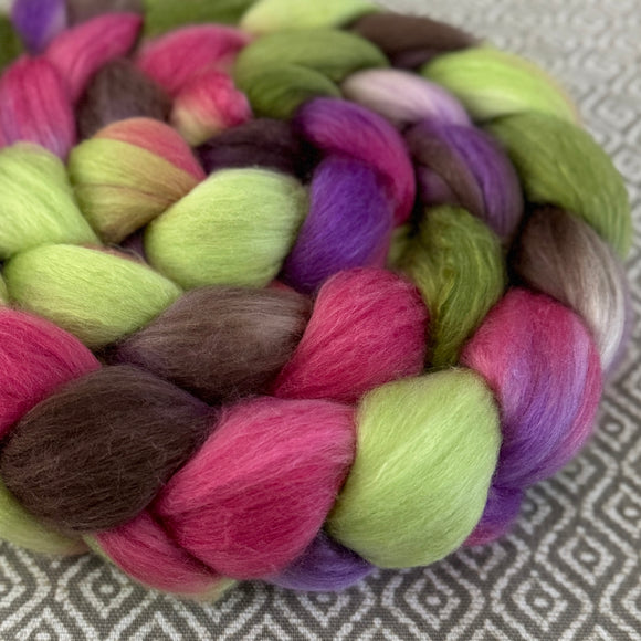 Merino Silk Cashmere Roving - OOAK - Forest Flower