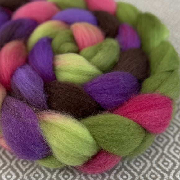 BFL Wool Roving - OOAK - Forest Flower