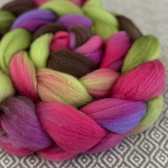 Polwarth Wool Roving - OOAK - Forest Flower