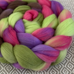 Merino Superfine Roving - OOAK - Forest Flower