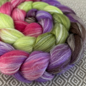 Merino Bamboo Silk Roving - OOAK - Forest Flower