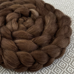 Merino Yak Silk Roving  - Brown 489 - Semi Solid - OOAK