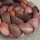 Polwarth Mulberry Silk Roving - Rosewood