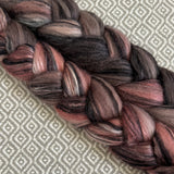Polwarth Black Bamboo Silk Roving - Rosewood