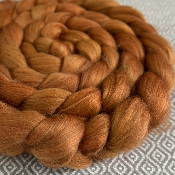 Merino Yak Silk Roving  - Orange 485 - Semi Solid - OOAK