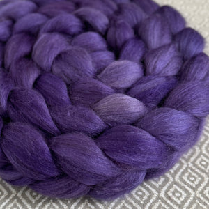 Merino Yak Silk Roving  - Purple 485 - Semi Solid - OOAK