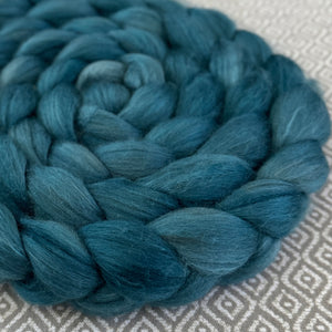 Merino Yak Silk Roving  - Blue 489 - Semi Solid - OOAK