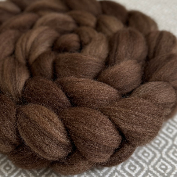 Heathered BFL Roving - Brown #485 - Semi-Solid - OOAK