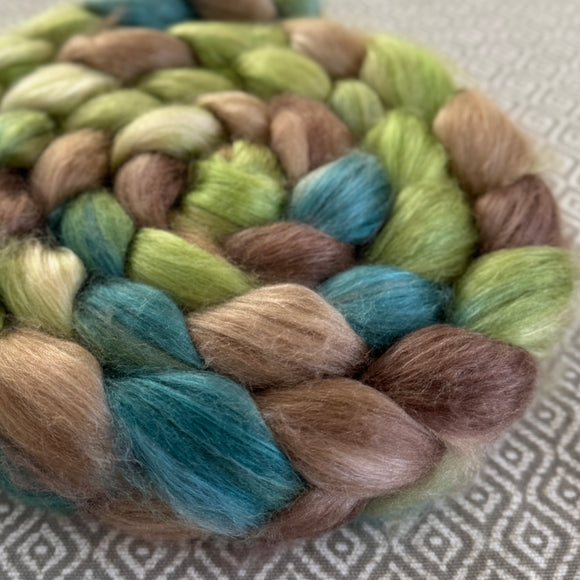 Camel Silk Roving - OOAK - Moss