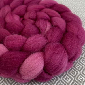 BFL Wool Roving - Pink Semi-Solid - OOAK