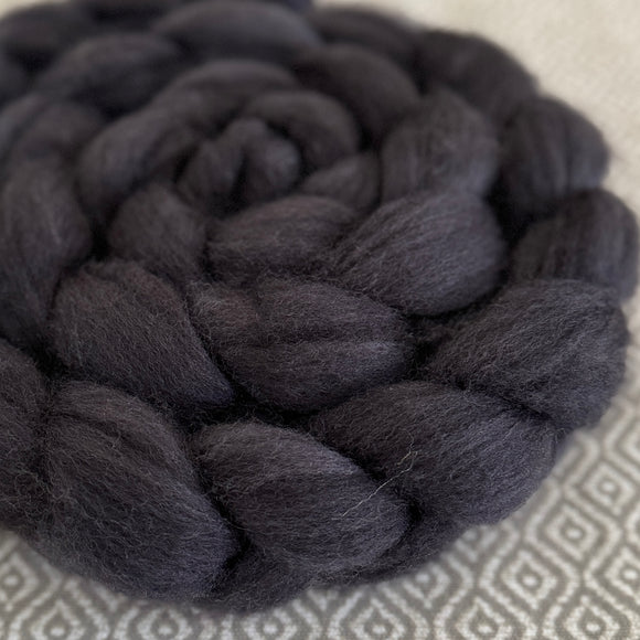 BFL Wool Roving - Dark Gray - OOAK