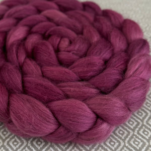 Merino Yak Silk Roving  - Pink 485 - Semi Solid - OOAK