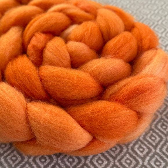 BFL Wool Roving - Light Orange Semi-Solid Lot #479