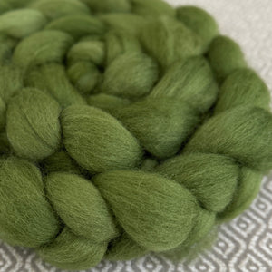 BFL Wool Roving - Green Semi-Solid Lot #481 - OOAK