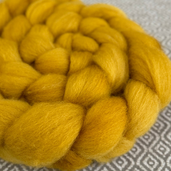 BFL Wool Roving - Yellow Semi-Solid Lot #481 - OOAK