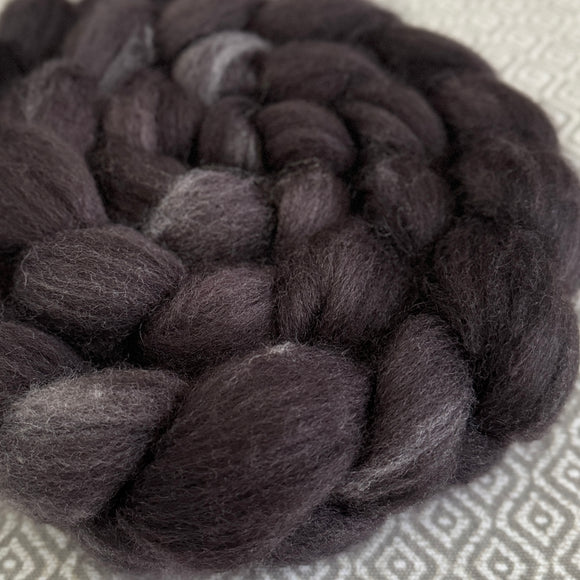 BFL Wool Roving - Dark Brown Semi-Solid Lot #485 - OOAK