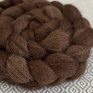 BFL Wool Roving - Brown Semi-Solid Lot #481 - OOAK