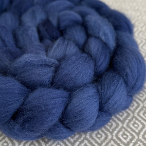 BFL Wool Roving - Dark Blue Semi-Solid Lot #481 - OOAK