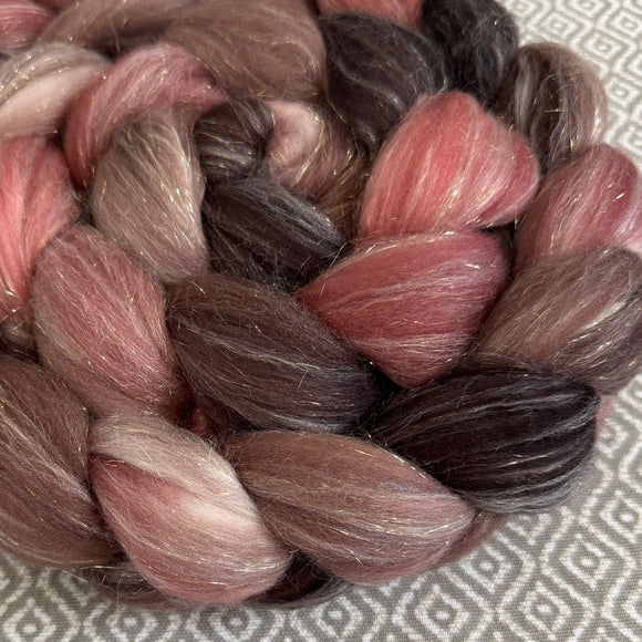 Glitter Roving - Rosewood - Gold