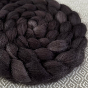 Merino Yak Silk Roving  - Black 486 - Semi Solid - OOAK