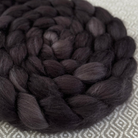 Merino Yak Silk Roving  - Black 486 - Semi Solid - OOAK