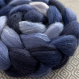 Polwarth Mulberry Silk Roving - Shades of Denim