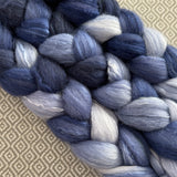 Polwarth Mulberry Silk Roving - Shades of Denim