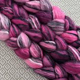 Polwarth Black Bamboo Silk Roving - Shades of Magenta
