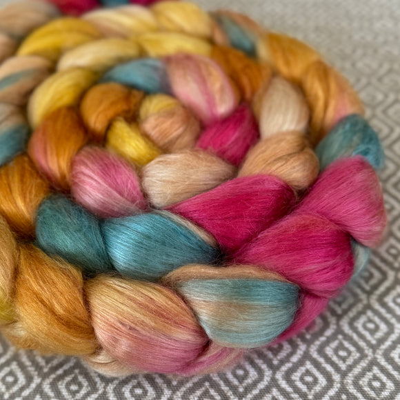 Camel Silk Roving - Colorful Salida - OOAK