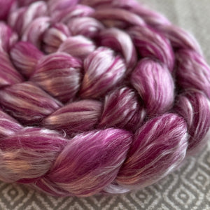 Merino/Tencel Roving - OOAK - Red/Violet 414