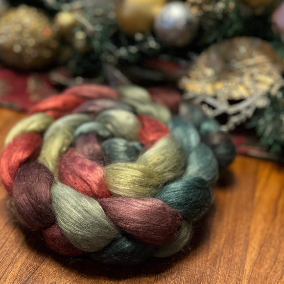 First Day of Christmas 2024 - Yak/Silk Braid in Holly Berry