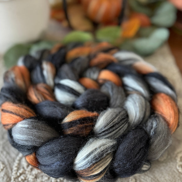 Polwarth Black Bamboo Silk Roving - Cosmos