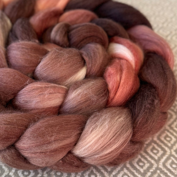 Merino Silk Cashmere Roving - Rosewood