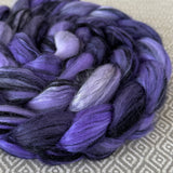 Polwarth Black Bamboo Silk Roving - Shades of Violet