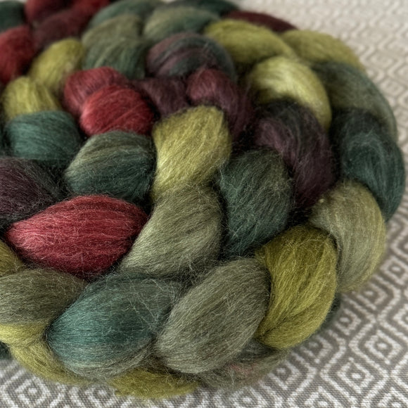 Merino Yak Silk Roving - Holly Berry