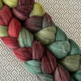 Polwarth Mulberry Silk Roving - Holly Berry