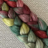 Merino Camel Silk Roving - Holly Berry