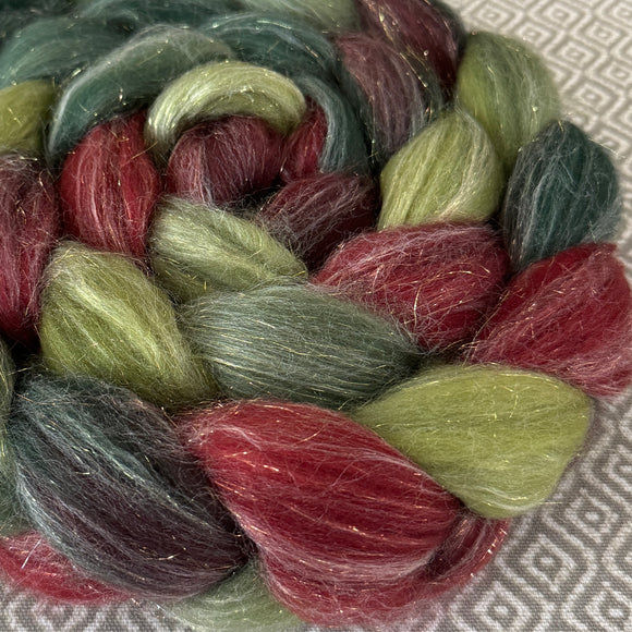 Glitter Roving - Holly Berry - Gold