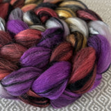 Polwarth Black Bamboo Silk Roving - Chrysanthemum