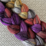 Polwarth Black Bamboo Silk Roving - Chrysanthemum