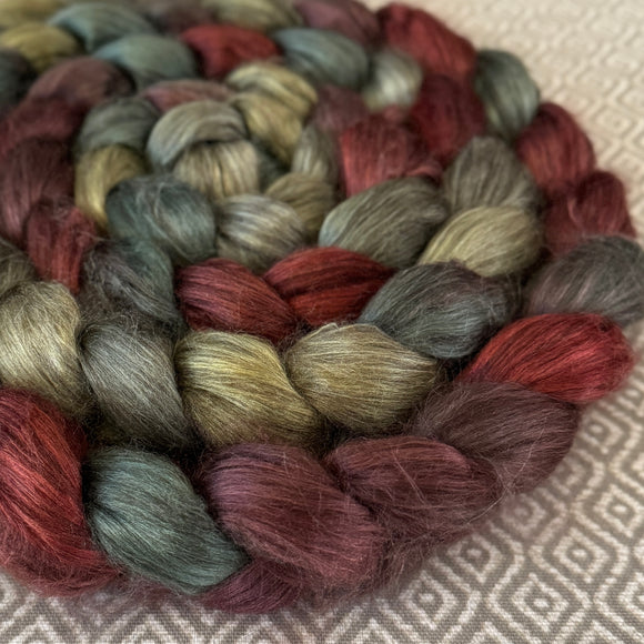 Yak Silk Roving - Holly Berry