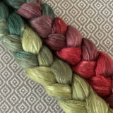 Yak Silk Roving - Holly Berry Bleached