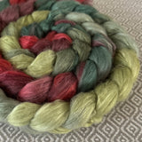 Yak Silk Roving - Holly Berry Bleached