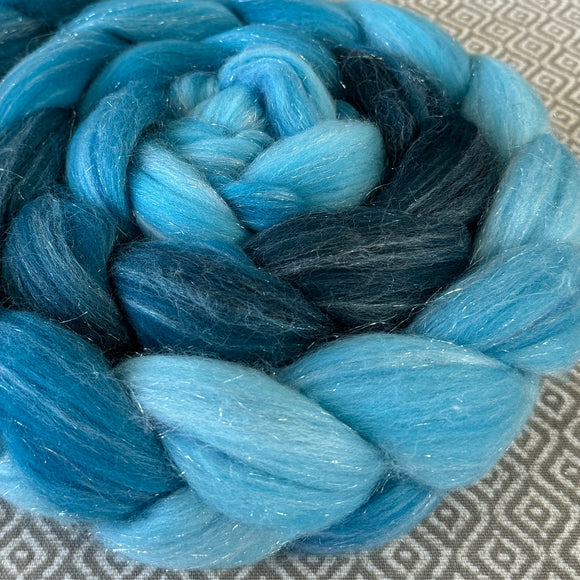 Glitter Roving - Shades of Turquoise - Silver