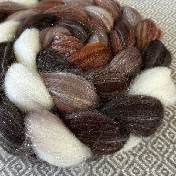 Glitter Roving - Cappuccino - Gold