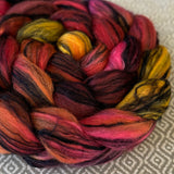 Polwarth Black Bamboo Silk Roving - Tiger Lily